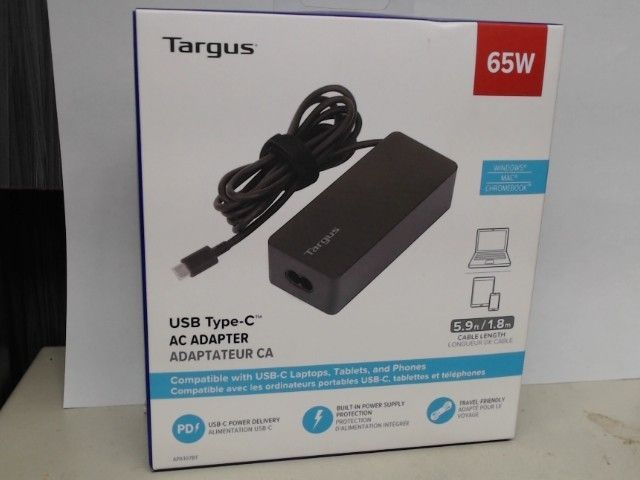Targus 65W USB-C Laptop Charger - APA107BT New (37045)