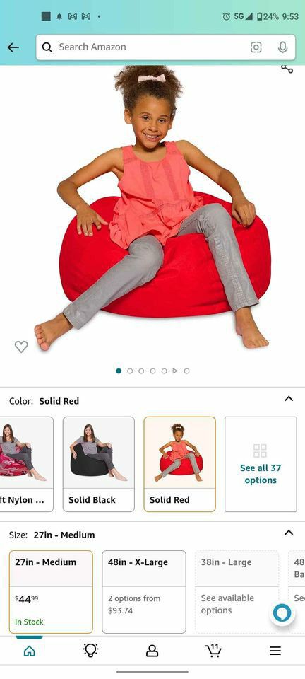 Posh Creations Bean Bag Chair for Kids, Teens, Includes Removable and Machine Washable 27 inches