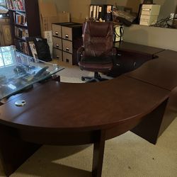 6 Pieces- Solid Wood - Modern Home Office Desk Work Station And Storage - Solid Wood 