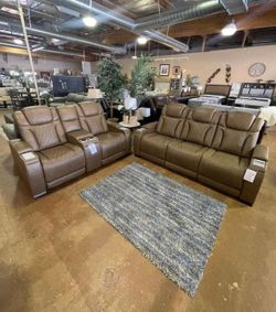 Top Grain Leather Power Reclining Sofa