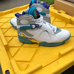 Size 8.5 - Air Jordan 8 Retro White Aqua W
