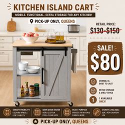 Mainstays Kitchen Cart with Wood Top (New / Nuevo)