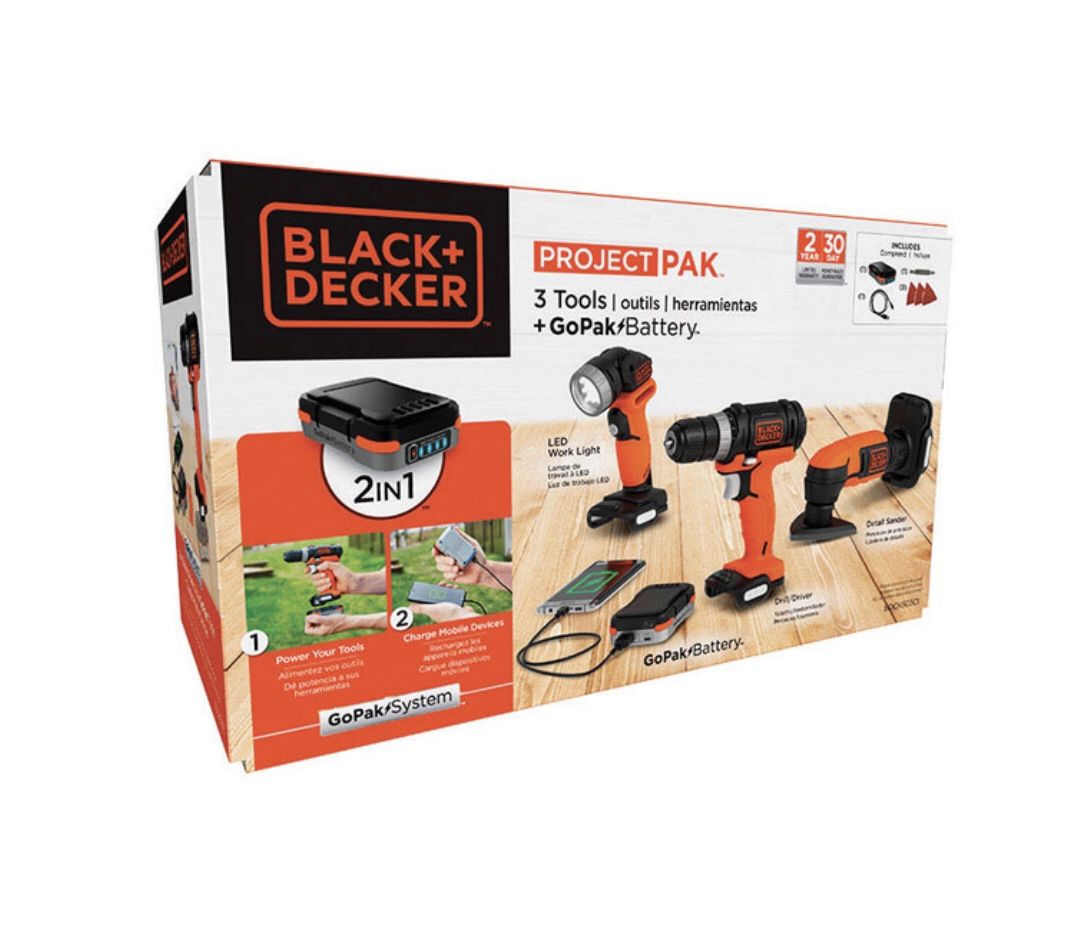 Black and Decker GoPak 12 volt Cordless Brushed tool Drill, LED