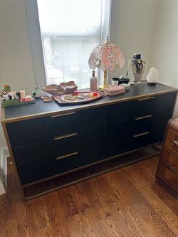 Crate & Barrel Oxford Black 6-Drawer Dresser