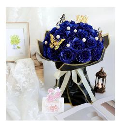 Glitter Roses Bouquet, Shiny Artificial Roses Flowers with Stems DIY Fake Glitter Flowers Bouquet for Valentine's Day, Mother's Day, Anniversary, Grad