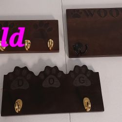 Wooden Dog Wall Hook Lot