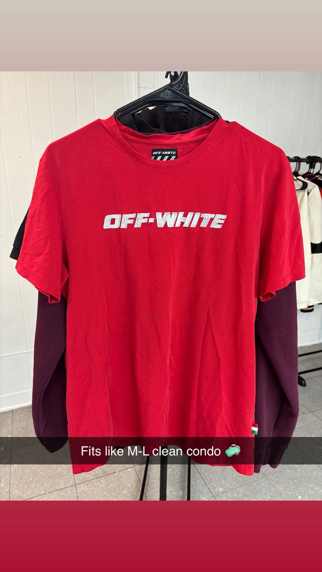 Red Off White Tee Fits Size M-L