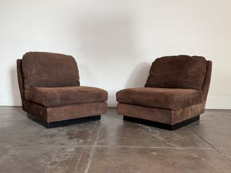 1970’s Willy Rizzo Leather Lounge Chairs