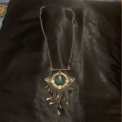Turquoise Wrapped Silver Neclace