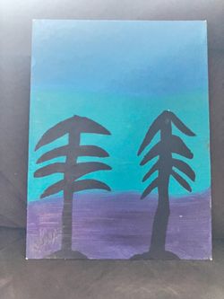 Original Acrylic Tree Silhouette Canvas Painting