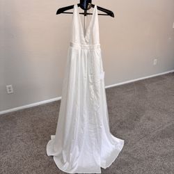 Lulus Real  Love White Satin Maxi Wedding Dress Small