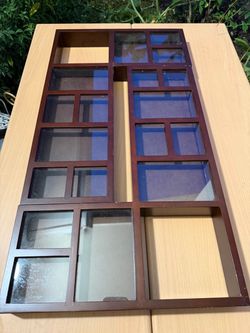 Modular Wood Shadow Box / Wall Display Shelves Set - Configurable Rectangular or Square (2-Piece)