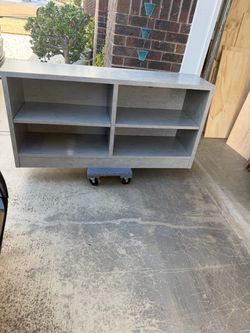 Gray Low Bookcase with Open Shelves