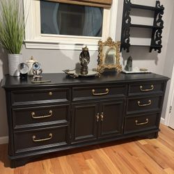 Vintage Bernhardt Oak and Yew Solid Wood Dresser or Credenza