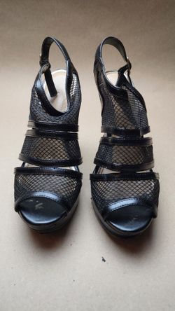 Women's Black Mesh Wedge Sandals Size 7.5