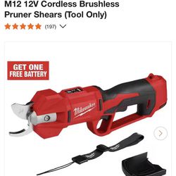 M12  12V cordless brushless pruner shears (tool Only) & Husky 12- volt Rechargeable cordless ratchet 3/8 in drive & Milwaukee 7pc Concrete Screw Insta