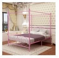 Queen canopy bed frame- pink