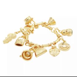 Dubai Arab Gold Plated Charm Bracelet