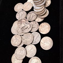 34 TOTAL MIXED 90% SILVER QUARTERS**1928 THRU 1964** 💯% FIRM !!