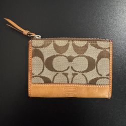 Coach Signature C Mini Skinny ID & Coin Pouch | Tan & Brown Canvas