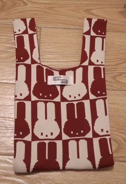 Red & Cream Knit Tote Bag – Cute Pattern