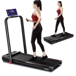 RHYTHM FUN - Portable Folding Treadmill, 300 lbs Capacity, 2.5 HP Under Desk Treadmill, Ideal for Home and Office, 2 in 1 with Remote Control, LED Dis