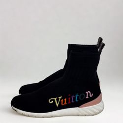 Louis Vuitton Aftergame Sock Sneaker – Women’s – Black/Multicolor Logo - Size 8.5