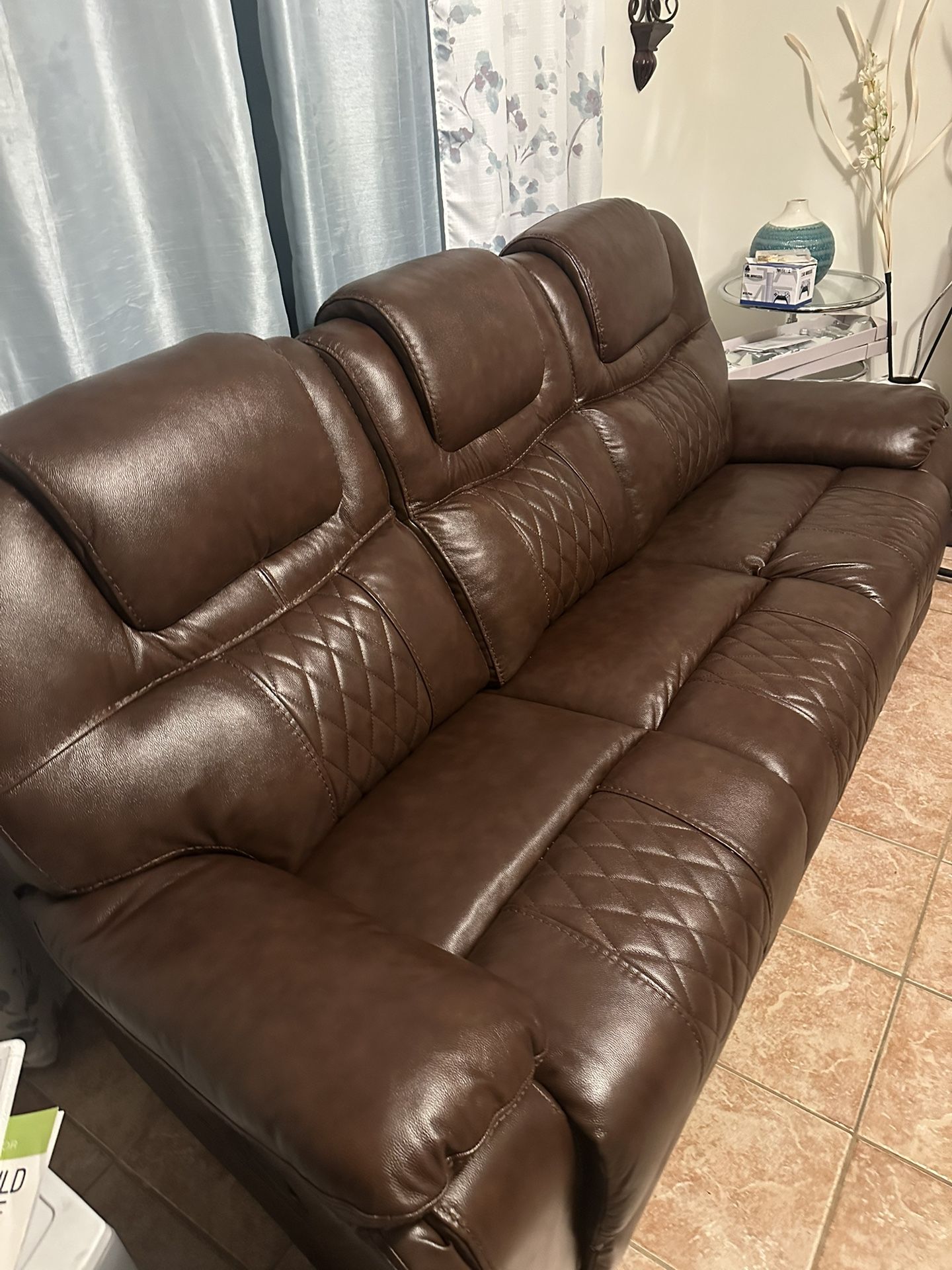 2 New Pcs Genuine Leather Living Room Set