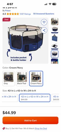 Frisco Soft-Sided Pet Playpen Cream/Navy