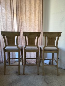 3 Light wood high top stools