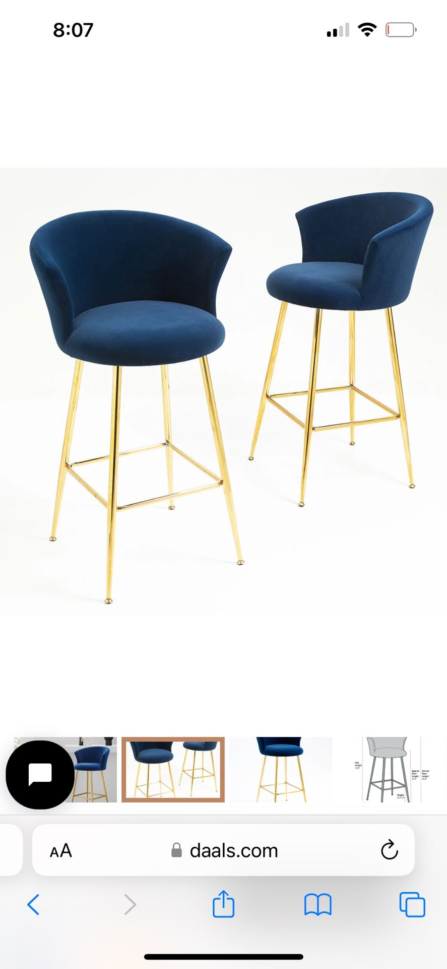 Velvet Blue Bar Stools