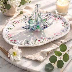 Vintage Hand-Blown Glass Basket Dish | Swirl Art Glass | Italian Murano Style