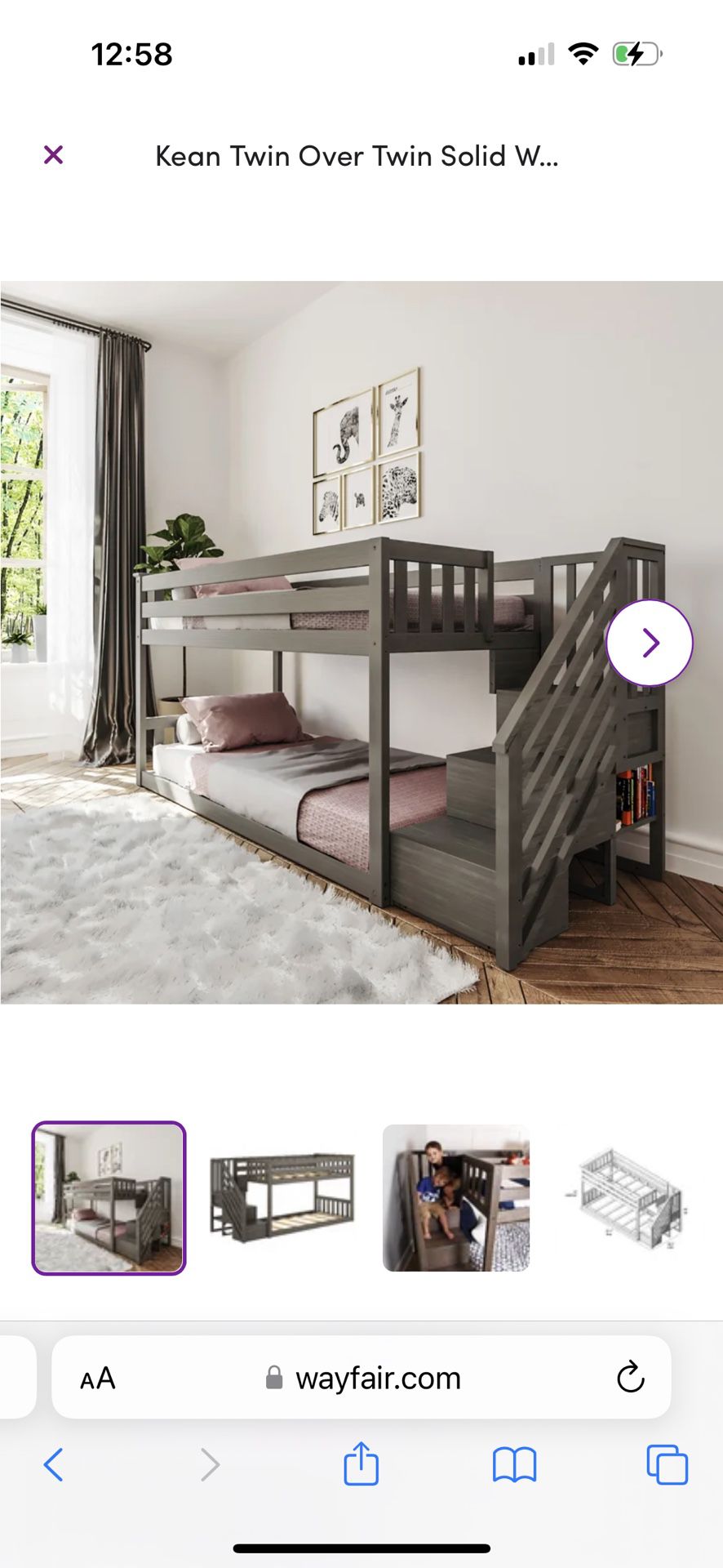 Brand New Twin On Twin Bunk Bed With Side Stairs.