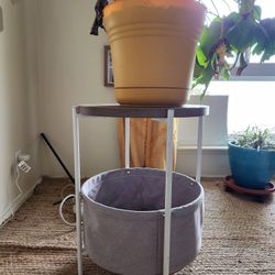 Round Corner Table With Storage Bin