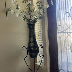 Vase With Flowers And Stand