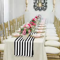 12 Black And White Table Runner (12”X108”)