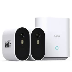 aosu 2K QHD 3.0-MP Outdoor Dual-Band WirelessCam System 2 Cam Kit with 2 Cameras and 4-Channel Home Station Recorder, C6P2AH11, C6P2AH11