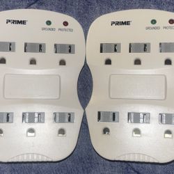 Set Of 2 Prime 6-Outlet Surge Protector Wall Taps