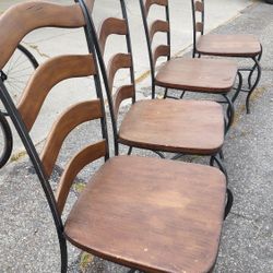 4 CHAIRS METAL WOOD 