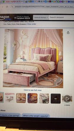 Pink twin bedframe for young girl
