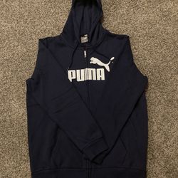 Men's Large Navy Blue Puma Hooded Sweatshirt
