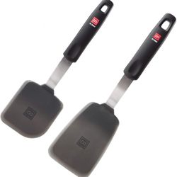 DI ORO Spatulas for Kitchen Use - 600°F Heat Resistance Silicone - Turner Spatula Set for Cooking - BPA Free Wide Pancake Spatulas (2pc)