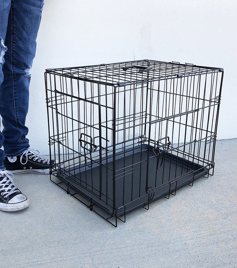$30 (New in Box) Folding 24” dog cage 2-door folding pet crate kennel w/ tray 24”x17”x19”