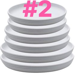 #2）Round Plastic Plant Saucer Drip Tray Set 6 （WG）