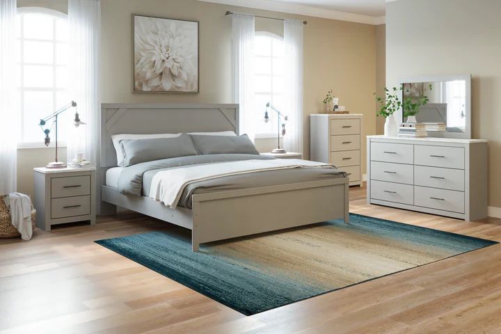 Cottonburg Light Gray/White Panel Bedroom Set ( Queen, king, twin, full bedroom set - bed frame- tall dresser, nightstand and chest, mattress options