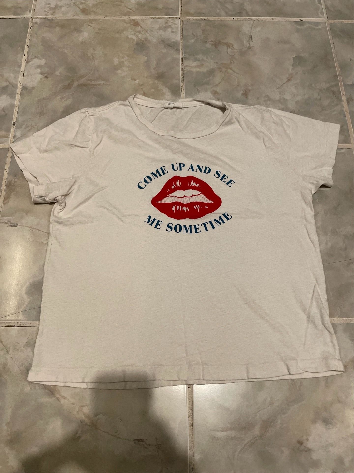Re/Done Come Up And See Me Sometime T-Shirt SZ Medium White Women’s