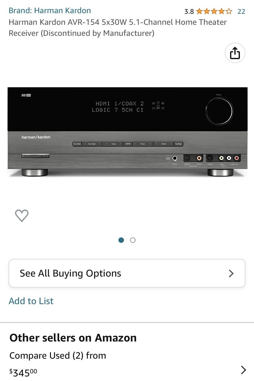Harman Kardon AVR-154 5x30W 5.1-Channel Home Theater Receiver