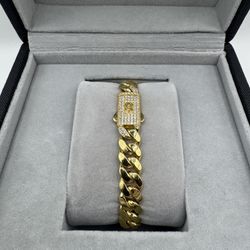 14k gold plated 925 silver cuban bracelet 