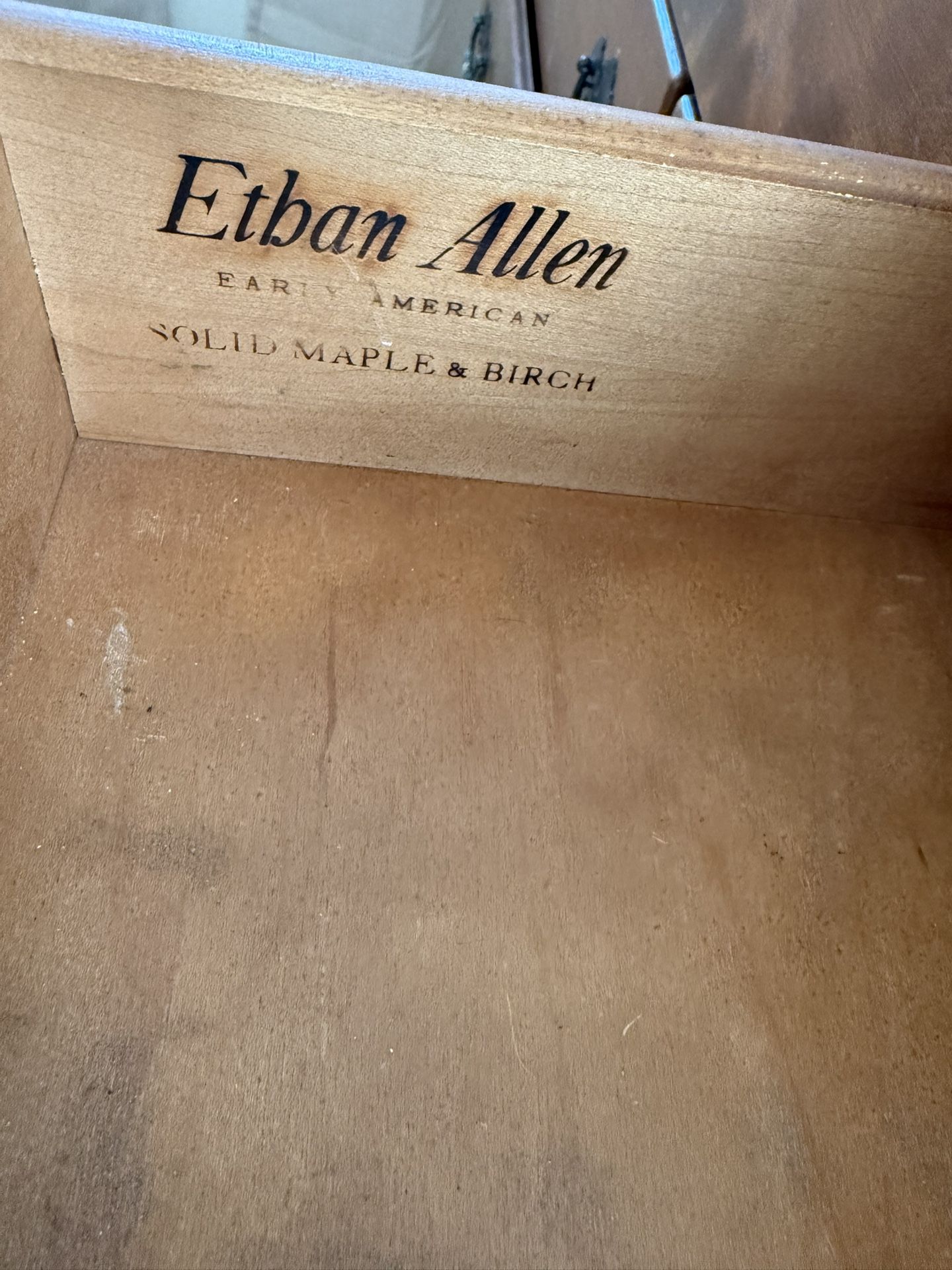 Ethan Allen Vintage Bedroom set. Bed Frame, Dresser, Mirror, Mattress