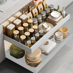Pull Out Cabinet Organizer 16.5''Deep, Expandable Width 12.6''-20.5'' 
